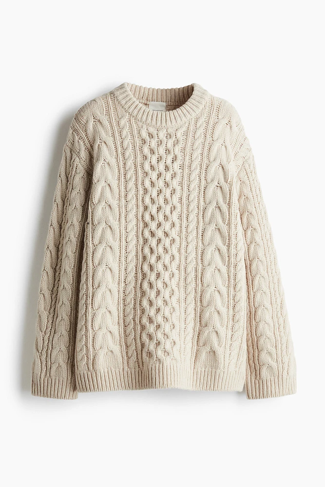 Wool-Blend Cable-Knit Sweater