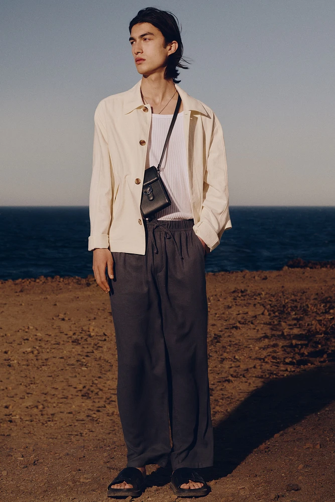 Relaxed Fit Linen-Blend Pants