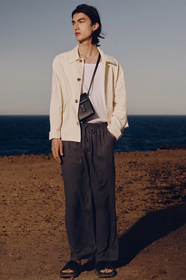 Relaxed Fit Linen-Blend Pants