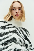 Fluffy-Knit Mock Turtleneck Sweater