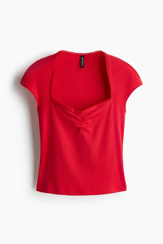 Ribbed Sweetheart-Neck Top