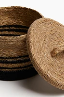 Braided Straw Basket with Lid