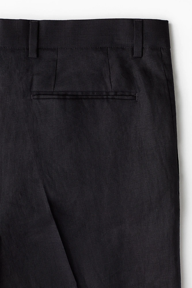 Pantalon de costume près du corps en lin