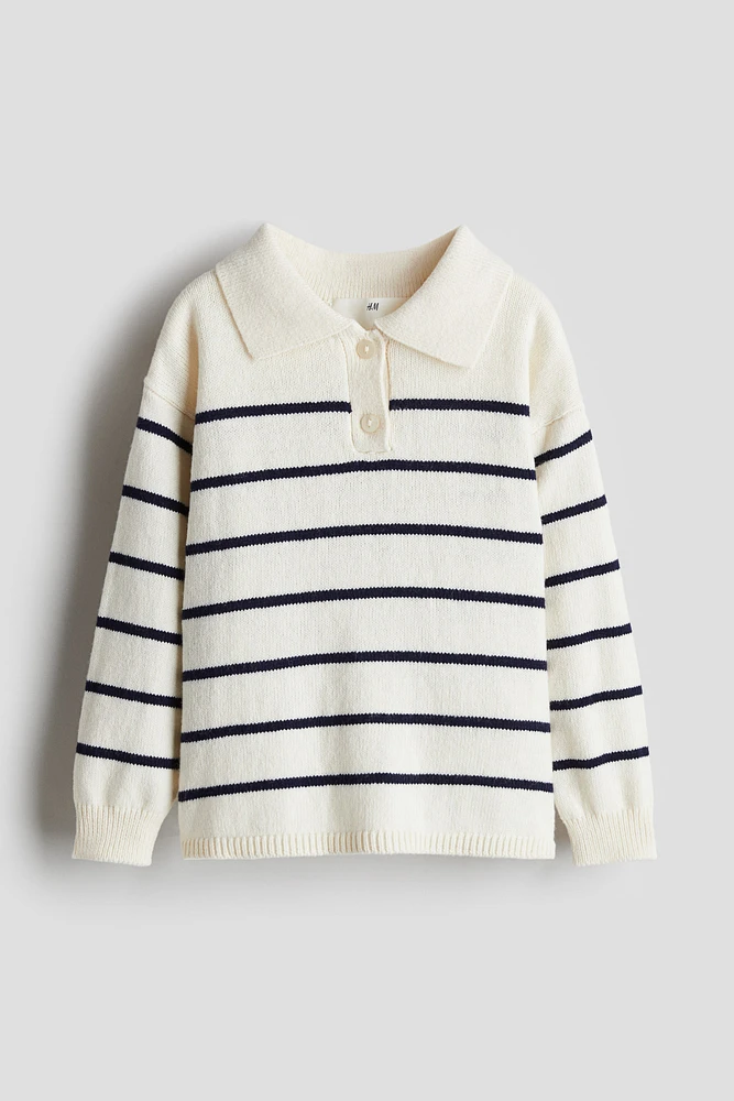 Rib-Knit Polo Sweater