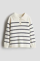 Rib-Knit Polo Sweater