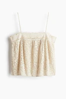 Lace-trimmed Pointelle-knit Camisole Top