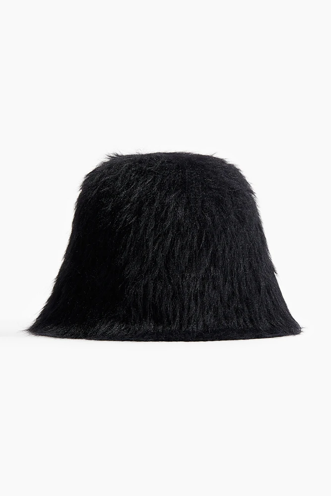 Fluffy-Knit Bucket Hat