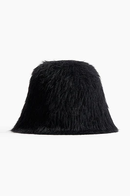 Fluffy-Knit Bucket Hat