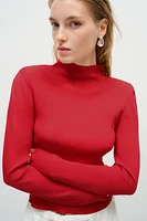 Rib-Knit Shoulder-Pad Top