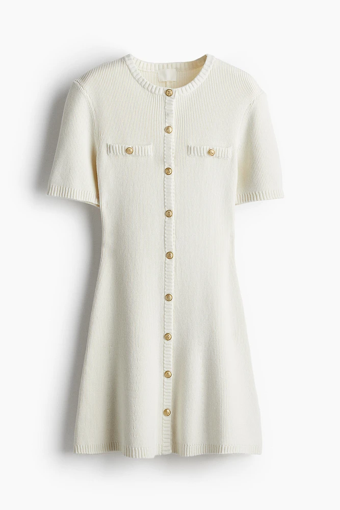 Rib-knit Button-front Dress