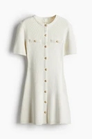 Rib-knit Button-front Dress