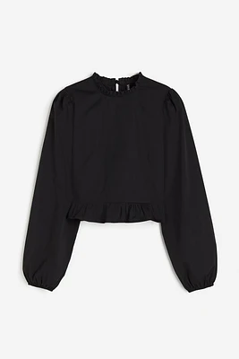 Puff-sleeved Peplum Blouse