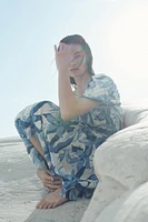 Smocked-Bodice Crinkled Dress