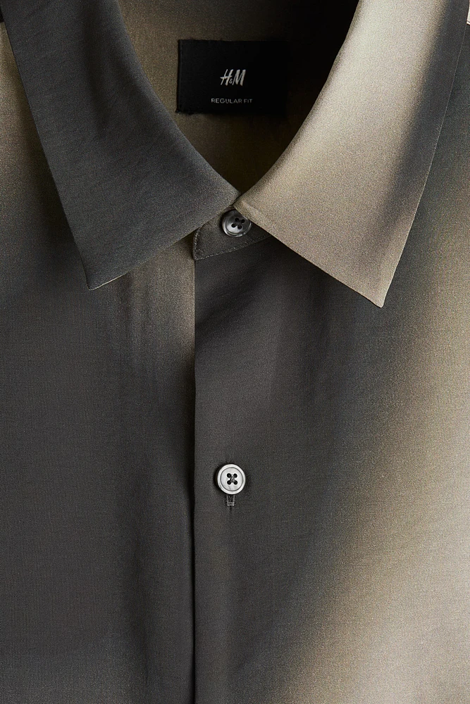 Chemise classique à col cubain en modal mélangé