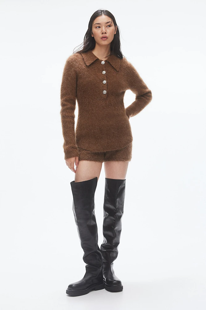 Mohair-Blend Sweater with Collar