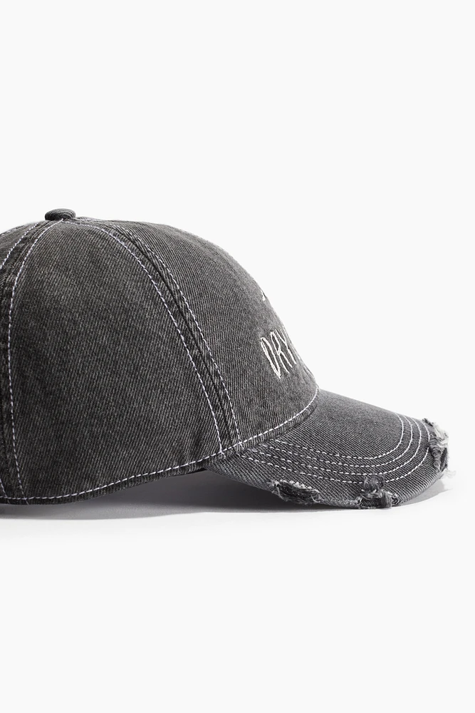 Embroidered-motif Denim Cap