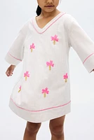 Robe à sequins en lin mélangé