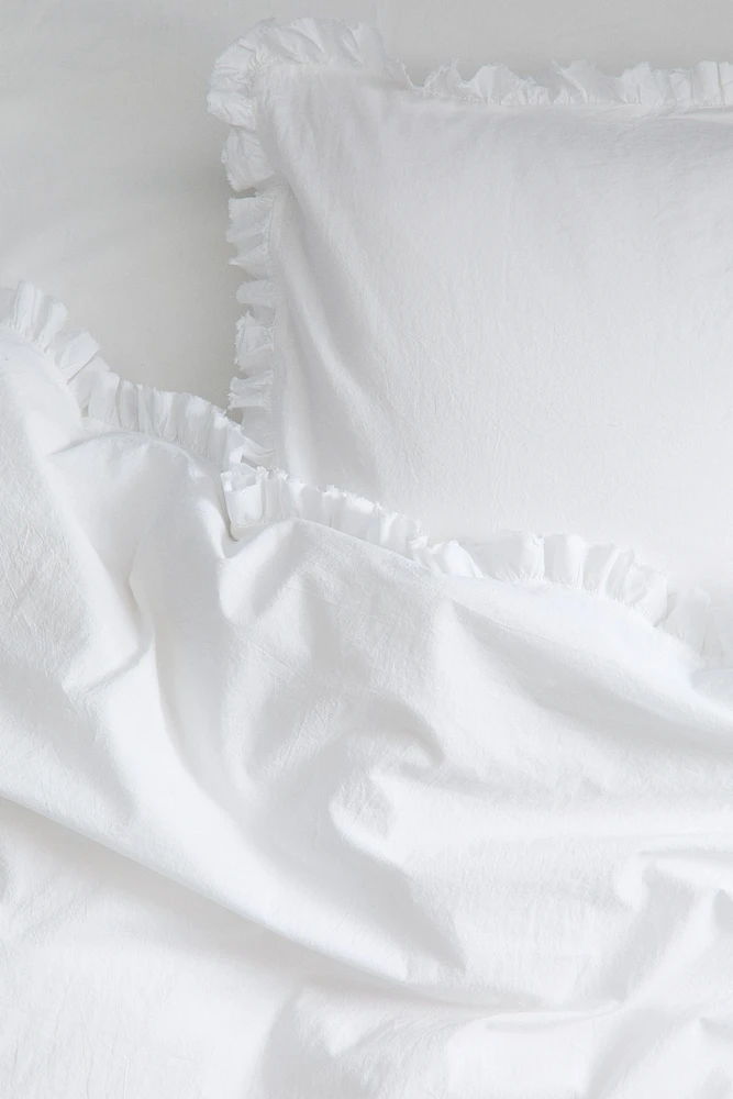 Ruffle-trimmed Twin Duvet Cover Set