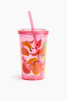 Patterned Plastic Mug with Straw