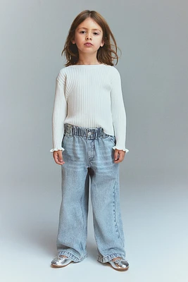 Wide Leg Paper-bag Jeans