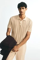 Regular Fit Textured-Knit Polo Shirt