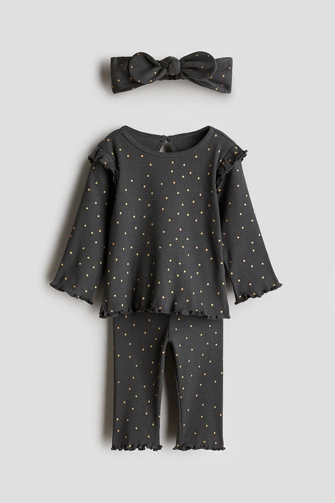 3-piece Ribbed Cotton Set