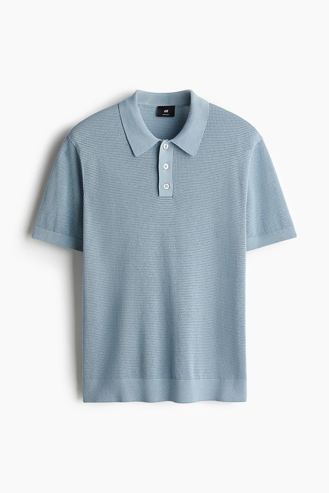 Regular-Fit Hole-Knit Polo Shirt