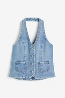 Halterneck Denim Top