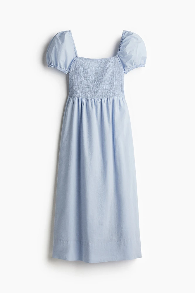 Puff-Sleeved Cotton Dress