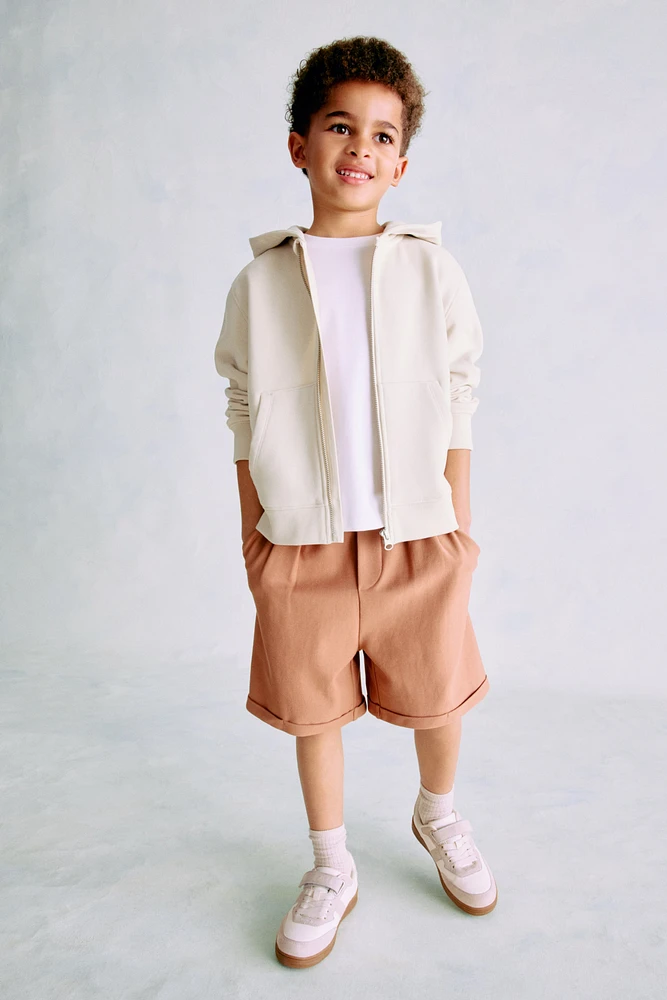 Hooded Cotton Sweatshirt Jacket