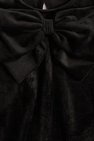 Bow-detail velour dress