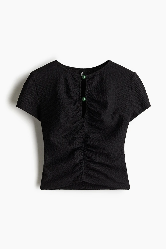 Bead-Detail Ruched Top