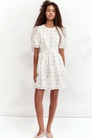 Embroidered Open-Back Dress