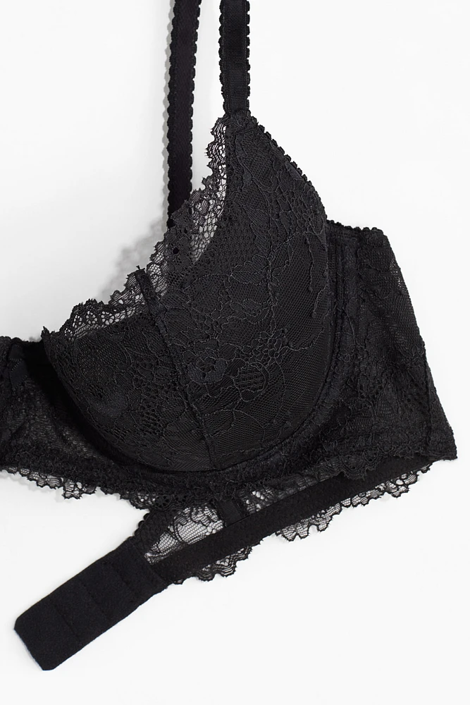 Padded Underwire Demi Lace Bra