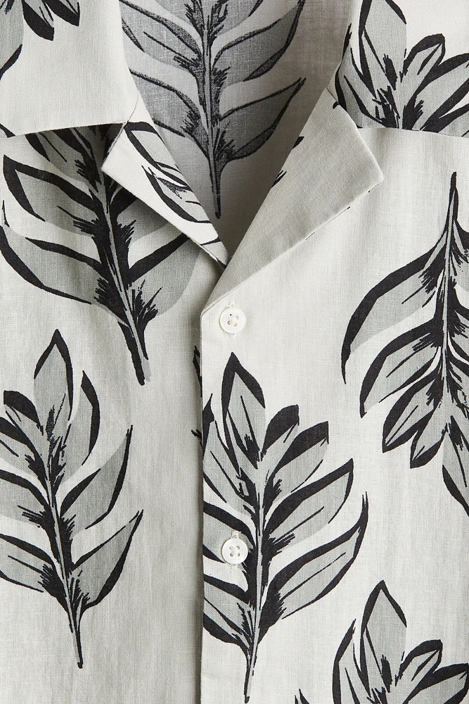 Chemise classique en lin mélangé avec col cubain