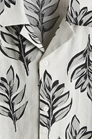 Chemise classique en lin mélangé avec col cubain