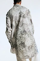 Floral-Print Cotton Shirt Kaftan