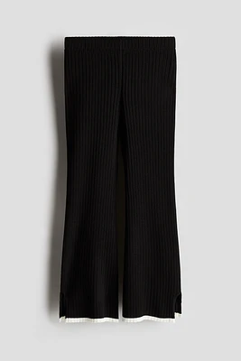 Flared Rib-Knit Pants