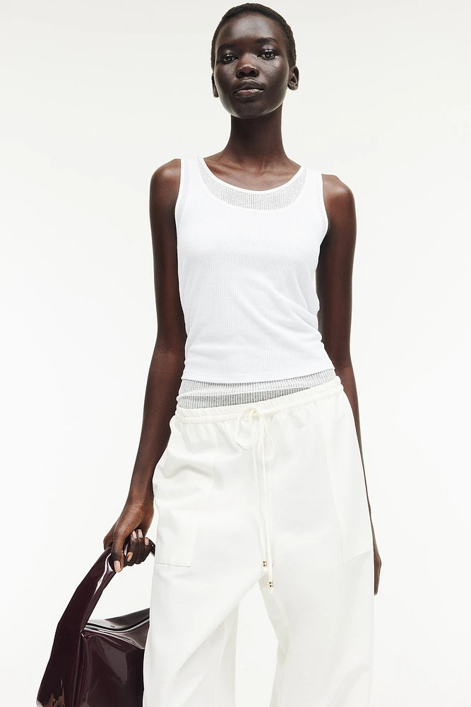 Pantalon en lin mélangé avec taille élastique