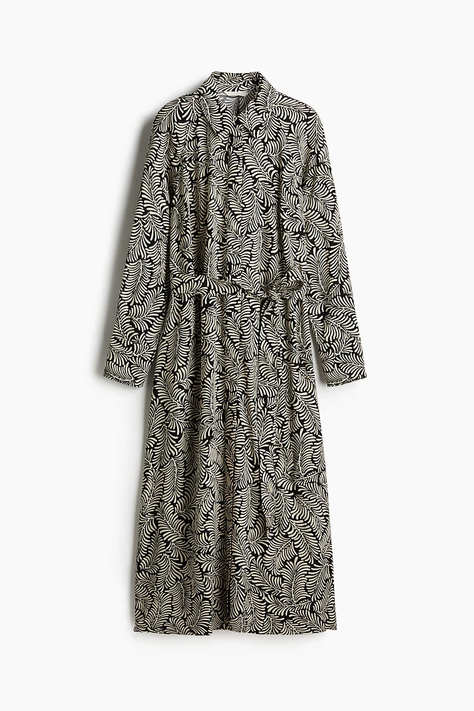 Tie-belt viscose shirt dress