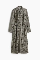 Tie-belt viscose shirt dress