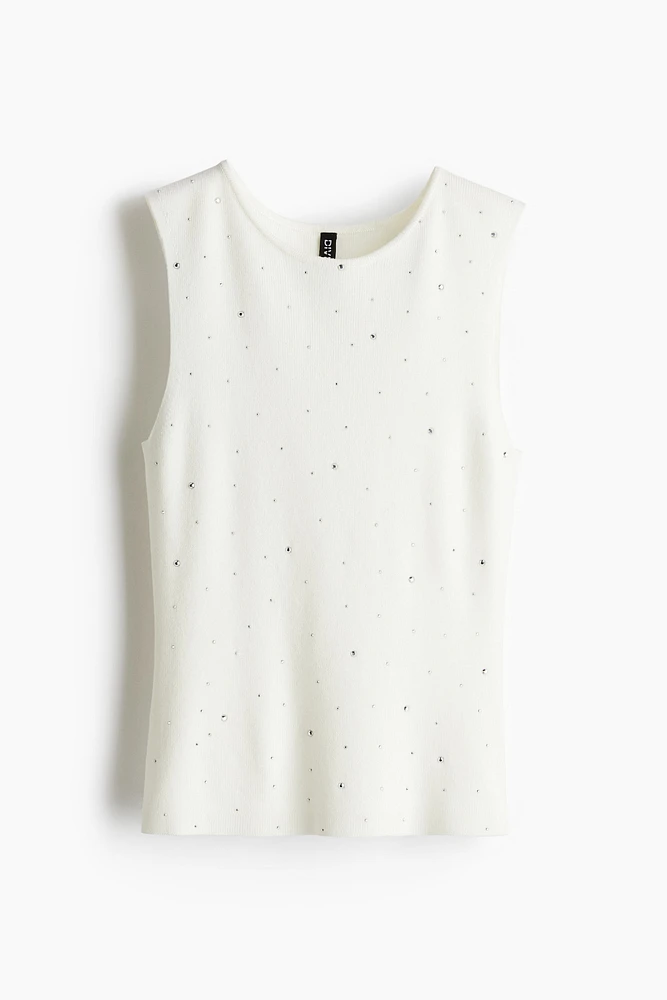 Rhinestone-Embellished Sleeveless Top