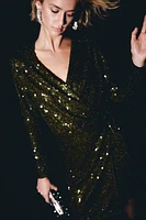 Sequined Wrap Dress