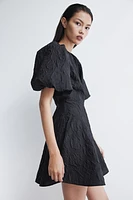 Jacquard-weave Tie-back Dress