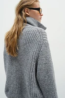 Rib-Knit Cardigan with Zipper