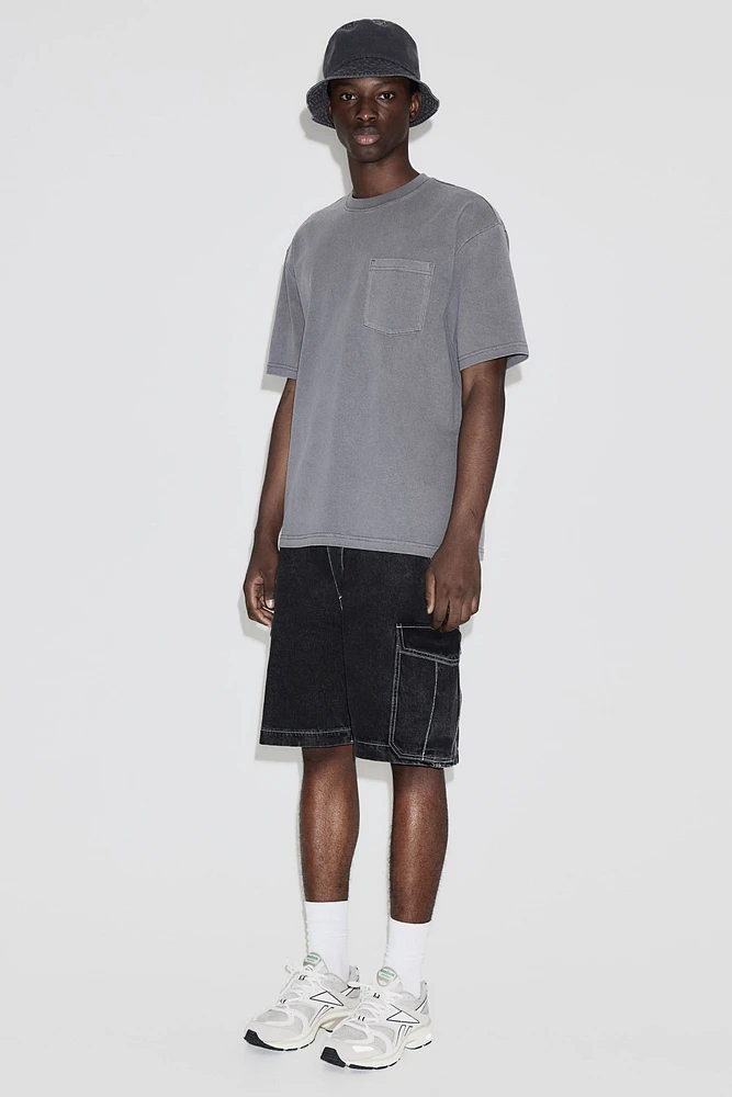 Loose Denim Cargo Shorts