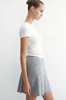 Rib-Knit A-Line Mini Skirt