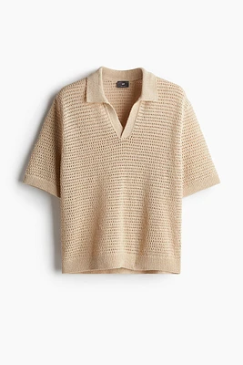 Loose Fit Hole-Knit Polo Shirt