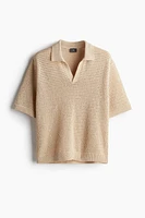 Loose Fit Hole-Knit Polo Shirt