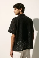 Regular Fit Crochet-look Resort Shirt